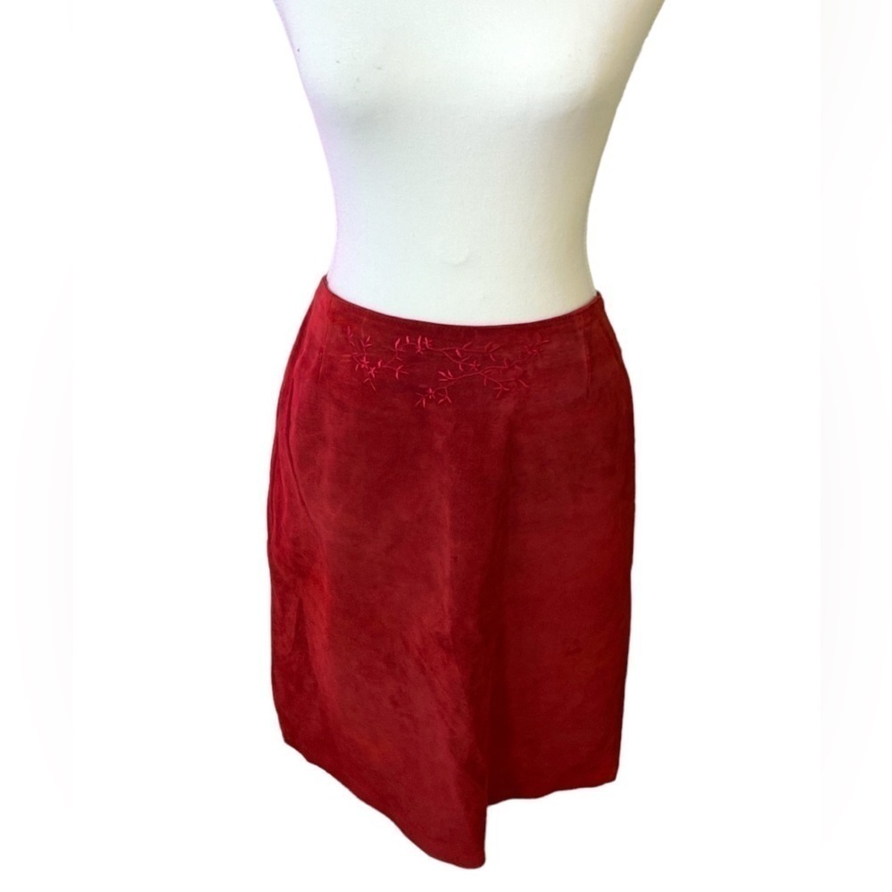 Vintage Danier - Embroidered leather skirt